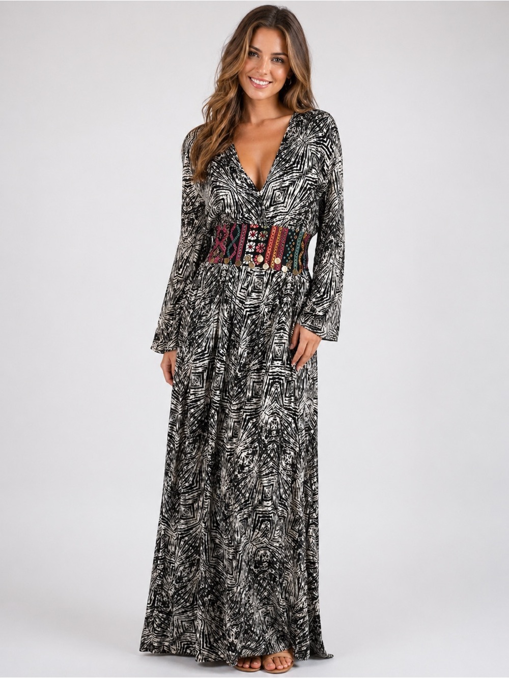 Volcom Stone Row Maxi Dress XS NWT Black White Boho Festival Sleeveless Flowy